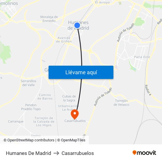 Humanes De Madrid to Casarrubuelos map