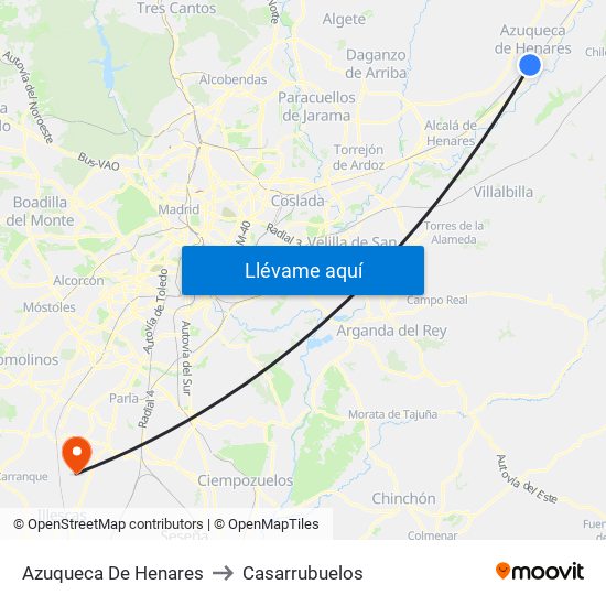 Azuqueca De Henares to Casarrubuelos map