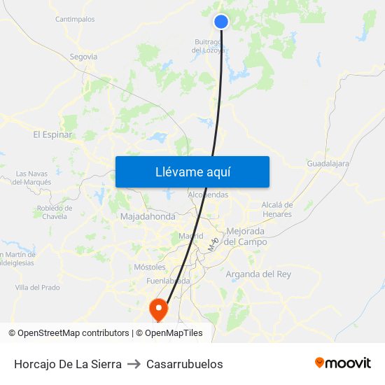 Horcajo De La Sierra to Casarrubuelos map
