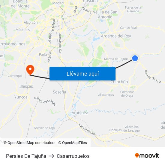 Perales De Tajuña to Casarrubuelos map