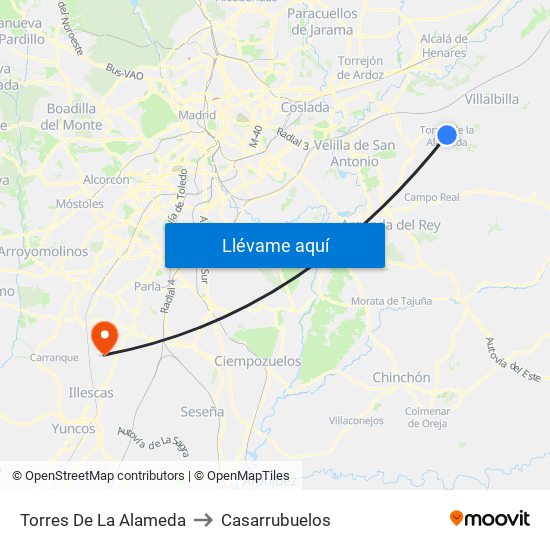 Torres De La Alameda to Casarrubuelos map