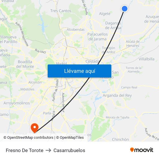 Fresno De Torote to Casarrubuelos map