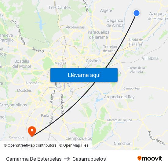 Camarma De Esteruelas to Casarrubuelos map