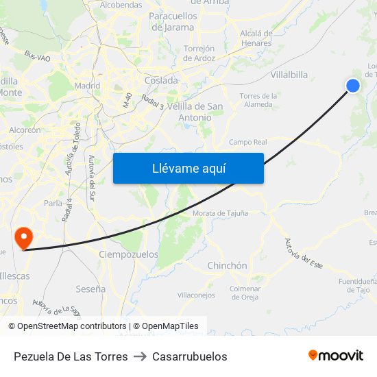 Pezuela De Las Torres to Casarrubuelos map