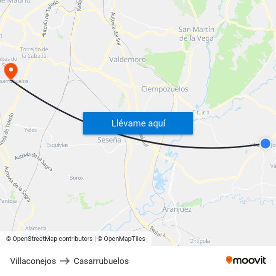 Villaconejos to Casarrubuelos map