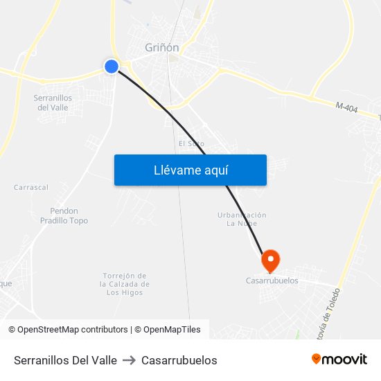 Serranillos Del Valle to Casarrubuelos map