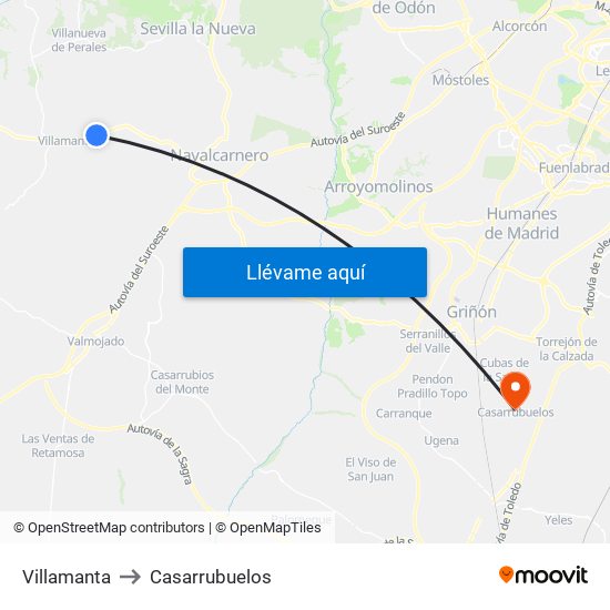 Villamanta to Casarrubuelos map