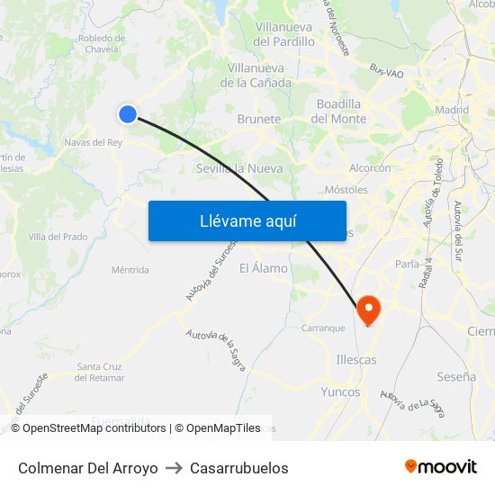 Colmenar Del Arroyo to Casarrubuelos map