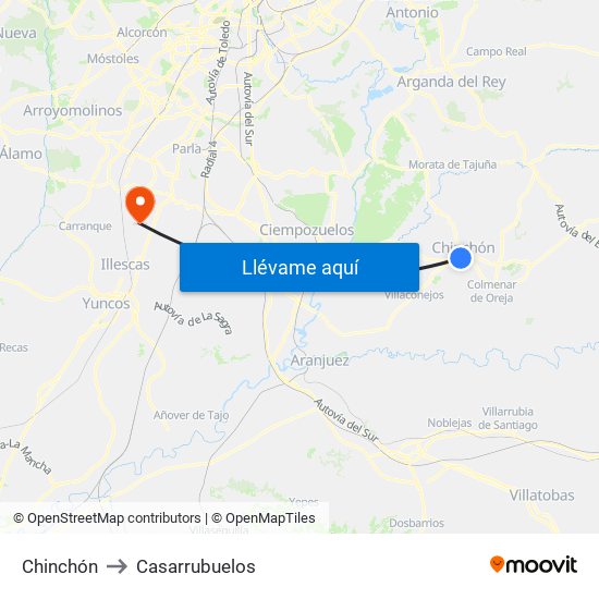 Chinchón to Casarrubuelos map