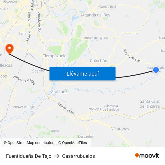 Fuentidueña De Tajo to Casarrubuelos map