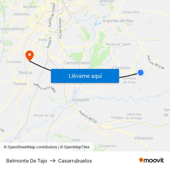 Belmonte De Tajo to Casarrubuelos map