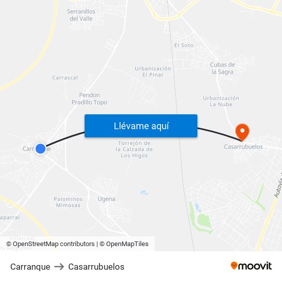 Carranque to Casarrubuelos map