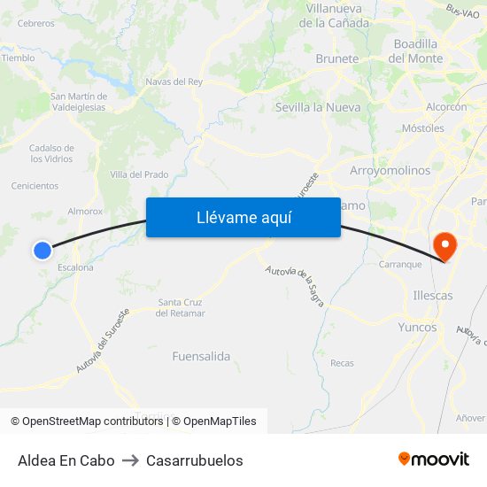 Aldea En Cabo to Casarrubuelos map