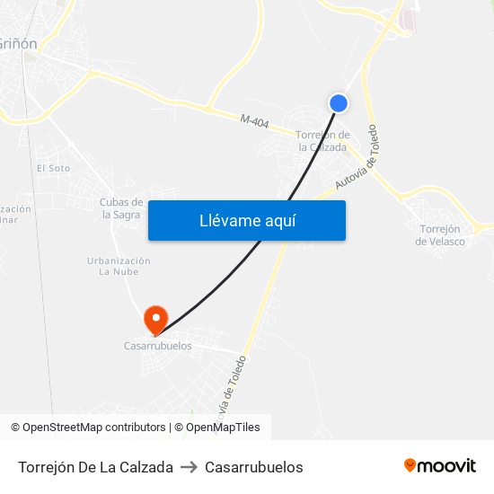 Torrejón De La Calzada to Casarrubuelos map