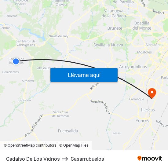 Cadalso De Los Vidrios to Casarrubuelos map