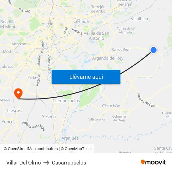 Villar Del Olmo to Casarrubuelos map