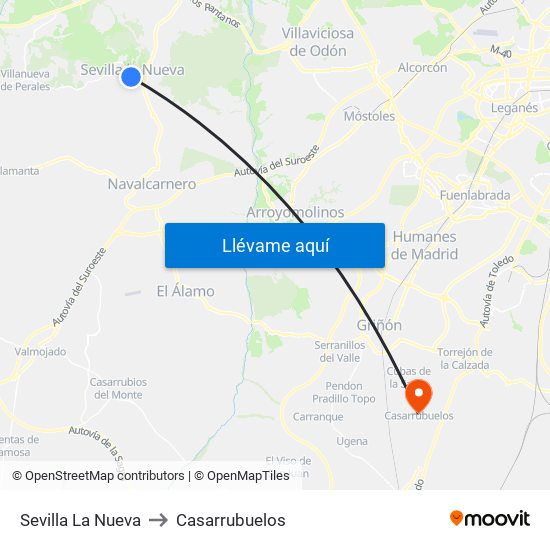 Sevilla La Nueva to Casarrubuelos map