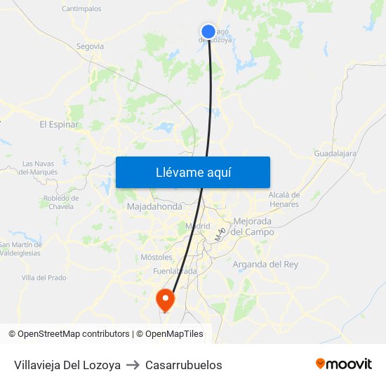 Villavieja Del Lozoya to Casarrubuelos map