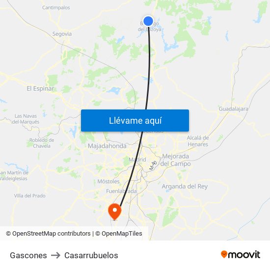 Gascones to Casarrubuelos map