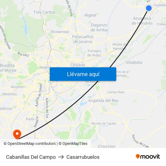 Cabanillas Del Campo to Casarrubuelos map