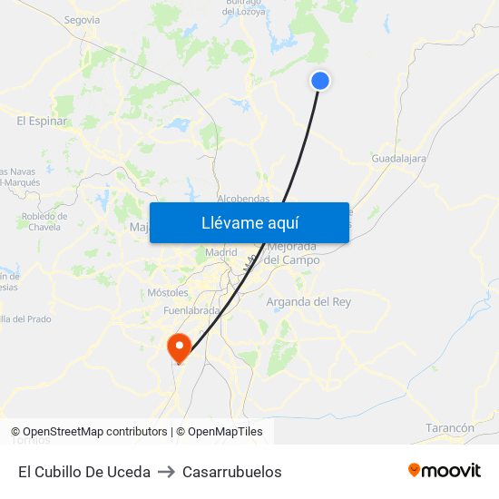 El Cubillo De Uceda to Casarrubuelos map