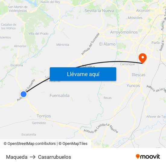 Maqueda to Casarrubuelos map