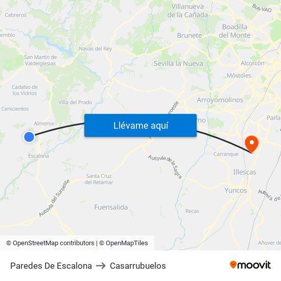 Paredes De Escalona to Casarrubuelos map