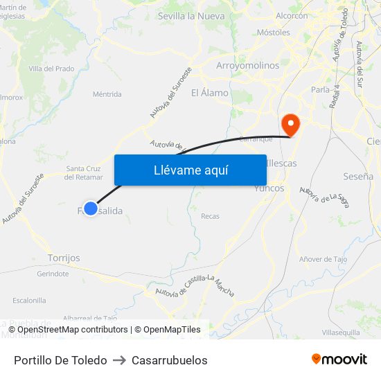 Portillo De Toledo to Casarrubuelos map