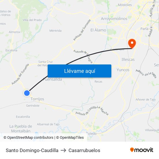Santo Domingo-Caudilla to Casarrubuelos map