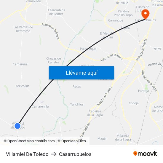 Villamiel De Toledo to Casarrubuelos map