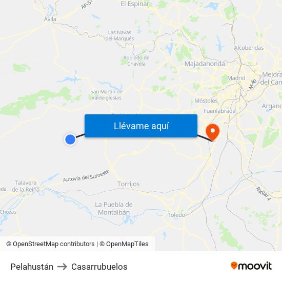 Pelahustán to Casarrubuelos map