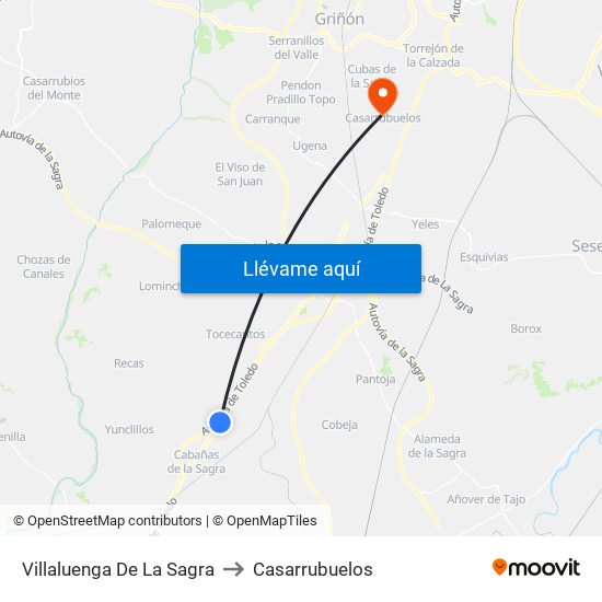 Villaluenga De La Sagra to Casarrubuelos map