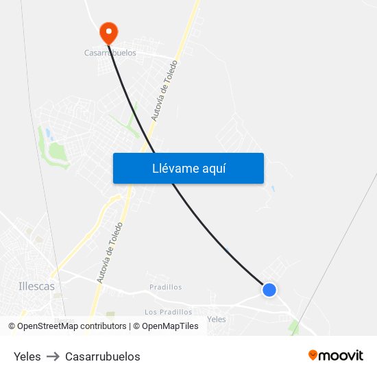 Yeles to Casarrubuelos map