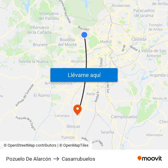 Pozuelo De Alarcón to Casarrubuelos map