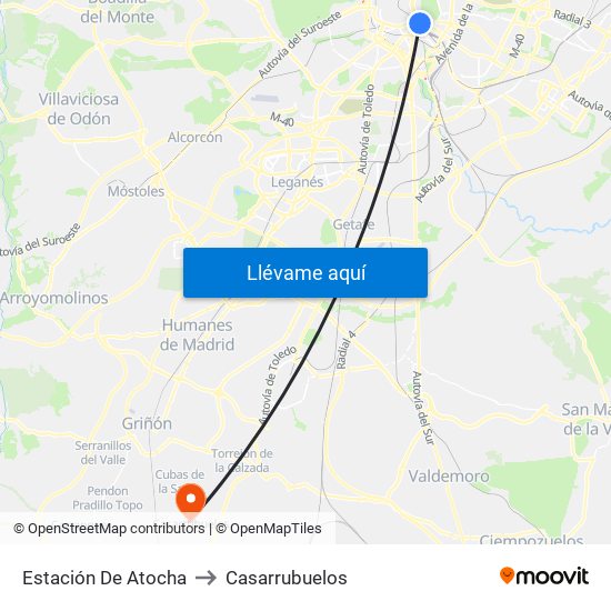 Estación De Atocha to Casarrubuelos map