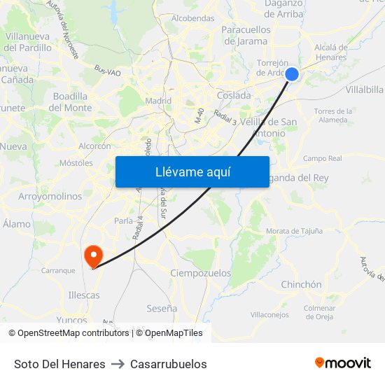 Soto Del Henares to Casarrubuelos map