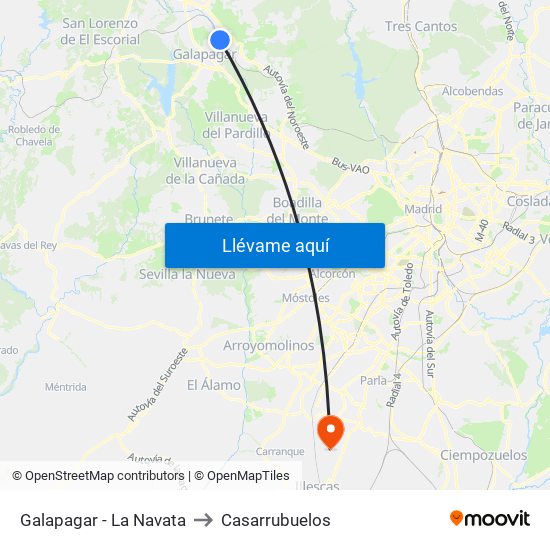 Galapagar - La Navata to Casarrubuelos map