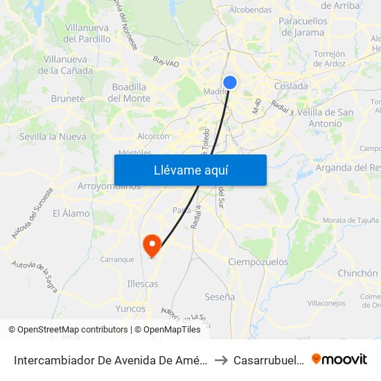 Intercambiador De Avenida De América to Casarrubuelos map