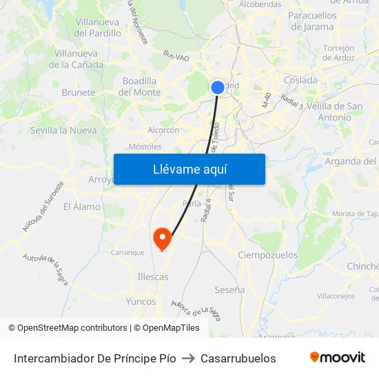 Intercambiador De Príncipe Pío to Casarrubuelos map