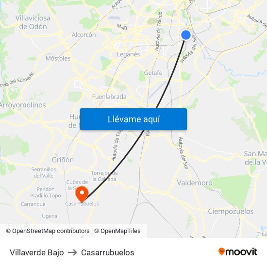 Villaverde Bajo to Casarrubuelos map