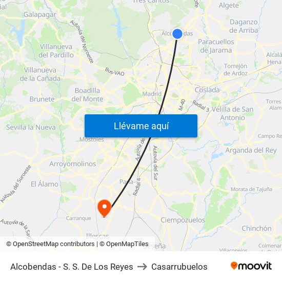 Alcobendas - S. S. De Los Reyes to Casarrubuelos map