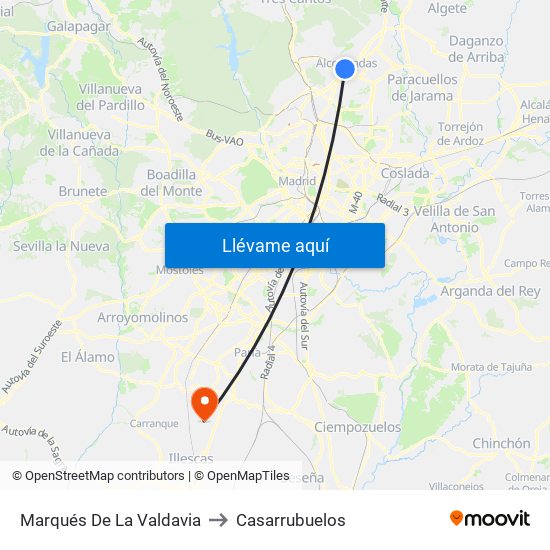 Marqués De La Valdavia to Casarrubuelos map