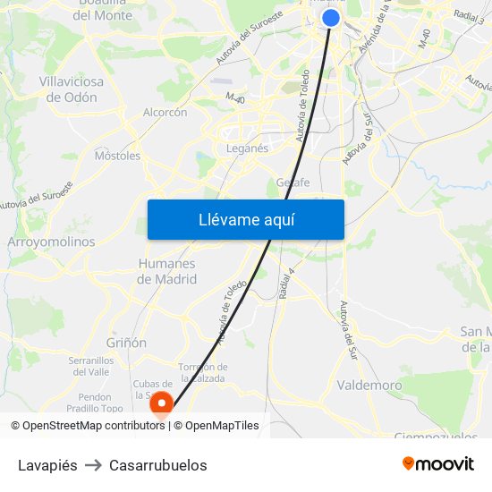 Lavapiés to Casarrubuelos map