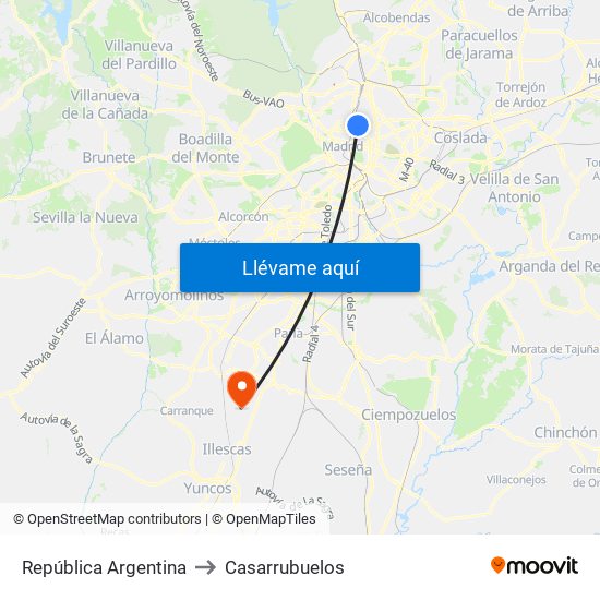 República Argentina to Casarrubuelos map