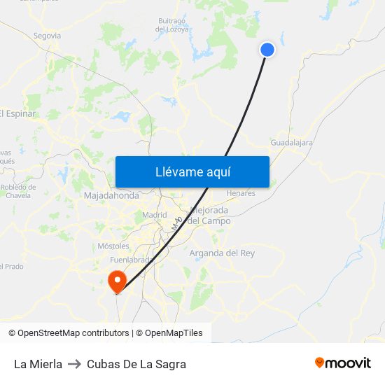 La Mierla to Cubas De La Sagra map