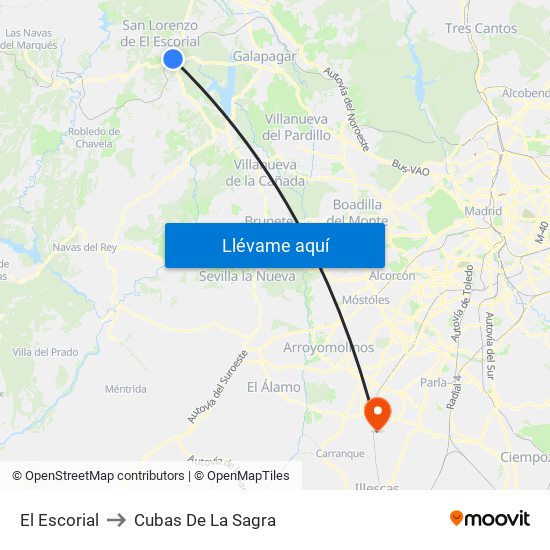 El Escorial to Cubas De La Sagra map