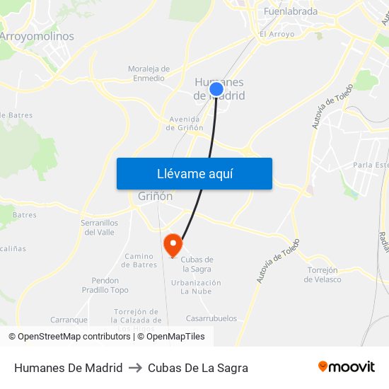 Humanes De Madrid to Cubas De La Sagra map