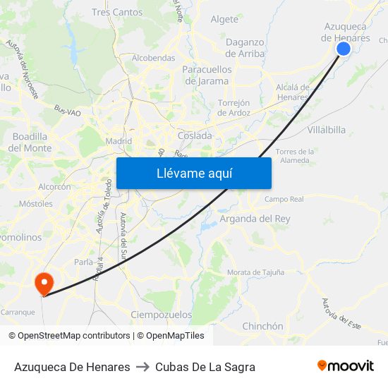Azuqueca De Henares to Cubas De La Sagra map