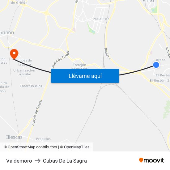 Valdemoro to Cubas De La Sagra map