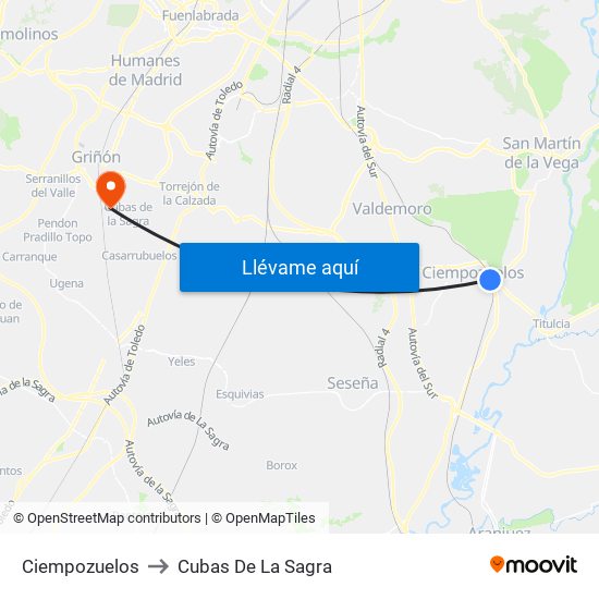 Ciempozuelos to Cubas De La Sagra map